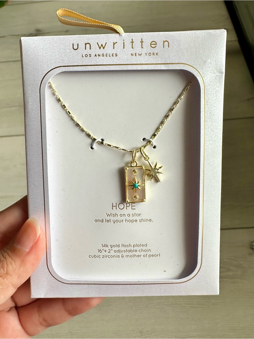 NWT Unwritten Hope Mother of Pearl Gold Necklace